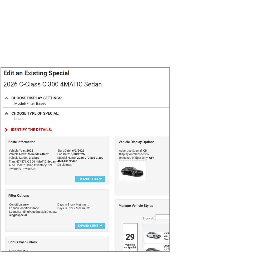 Completly Customizable Vehicle Specials